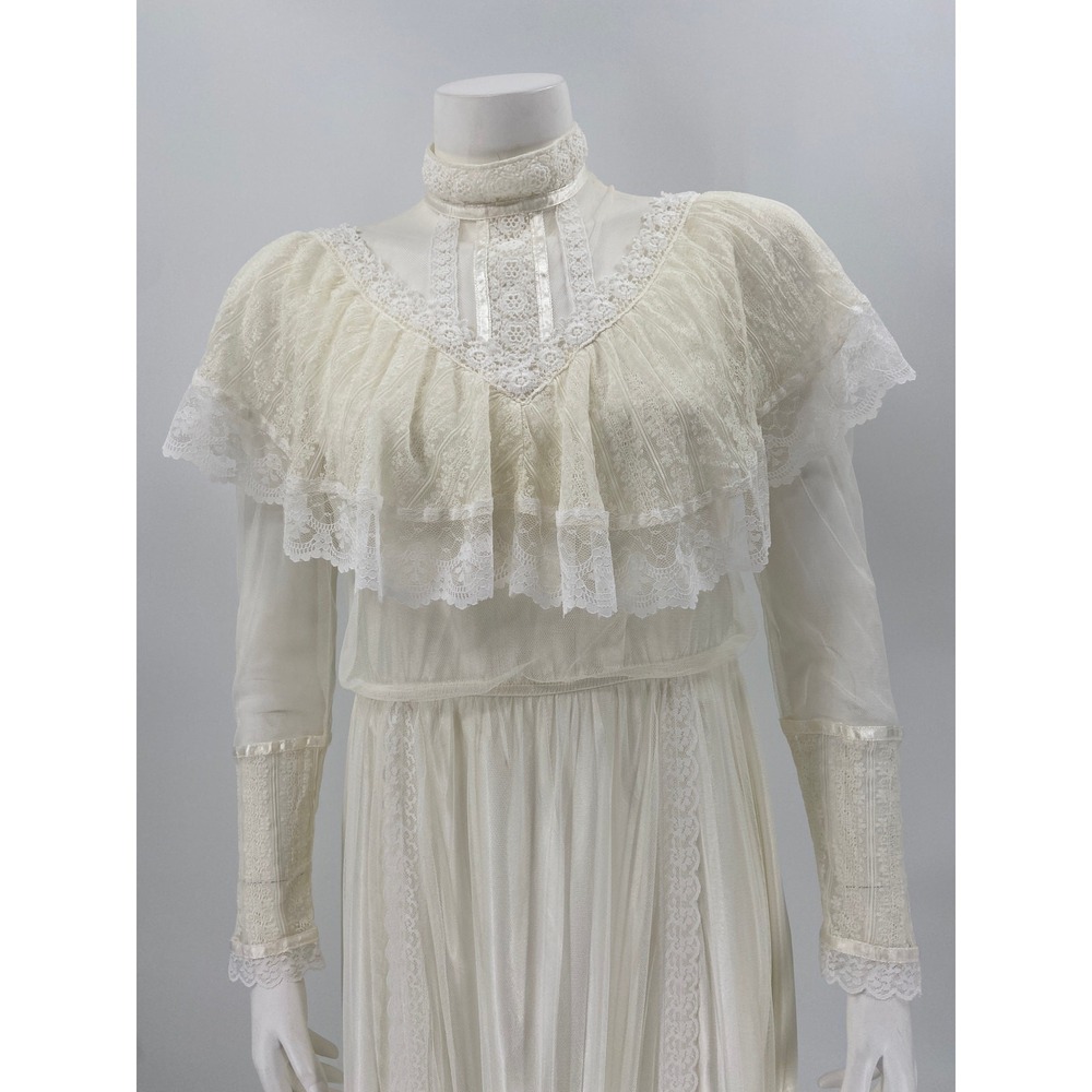 Gunne‎ Sax Bridal Gown 9 Ivory Vintage Lace Victorian Wedding Dress Wedding - Picture 9 of 9